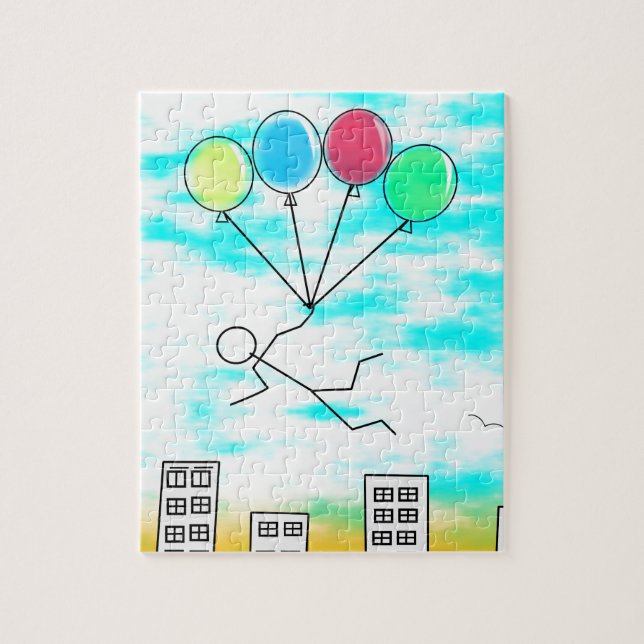 Flying Over The City With Balloons Jigsaw Puzzle (Vertical)