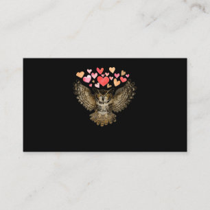Flying Owl Love Bird Hearts Business Card