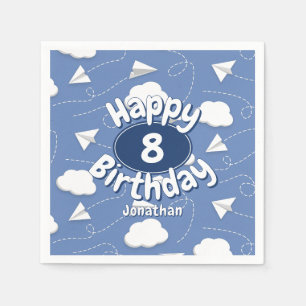 flying paper aeroplanes boy or girl birthday napkin