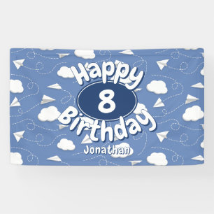 flying paper aeroplanes childs birthday banner