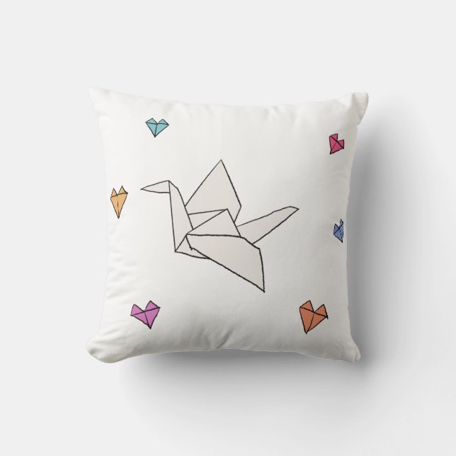 Flying paper crane cushion (Front)