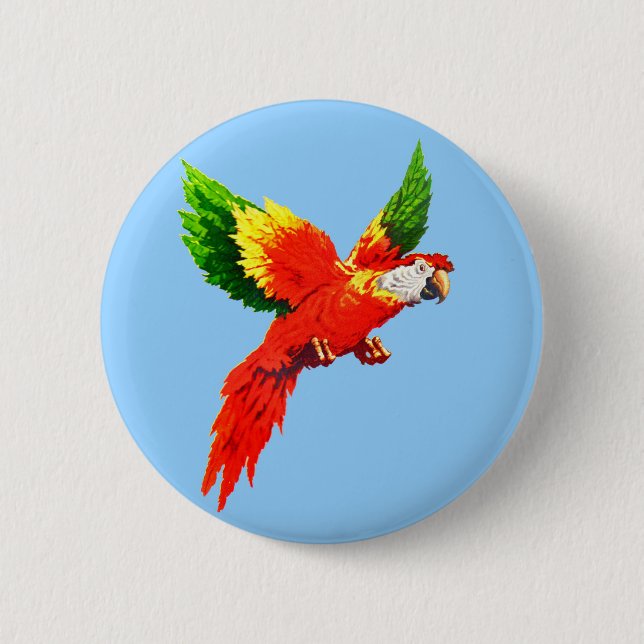 flying parrot 6 cm round badge (Front)