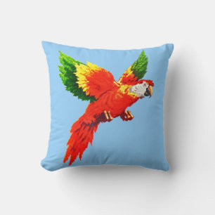 flying parrot print cushion