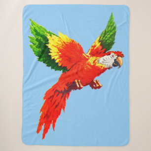 flying parrot print sherpa blanket