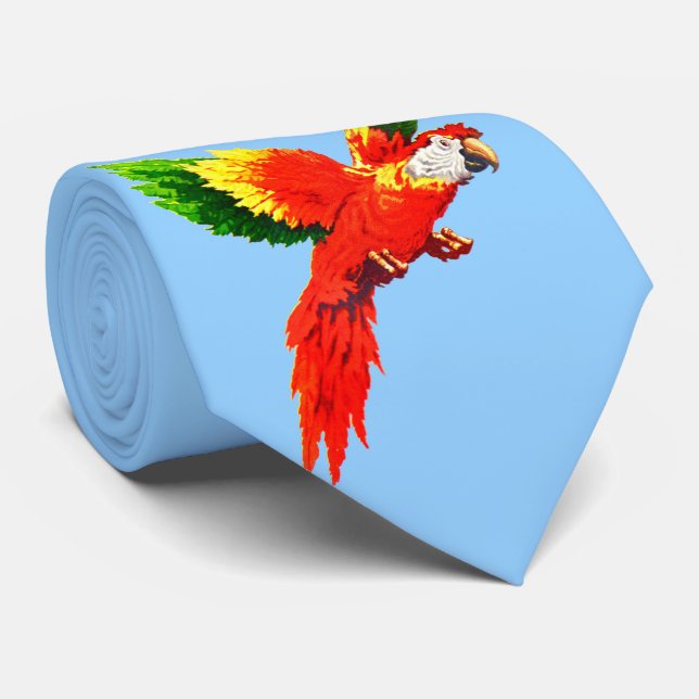 flying parrot print tie (Rolled)