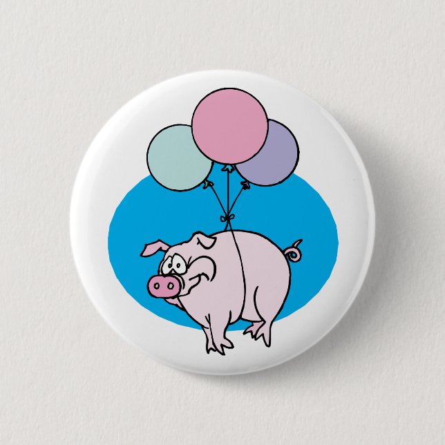 Flying Party Pig 6 Cm Round Badge (Front)