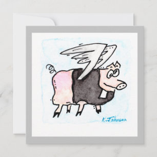 "Flying Pastor Pig" Greeting Card