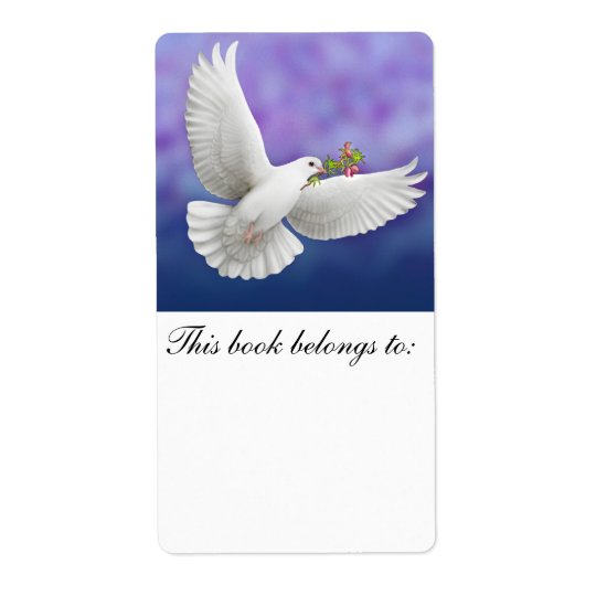 Flying Peace Dove Bookplate Shipping Label