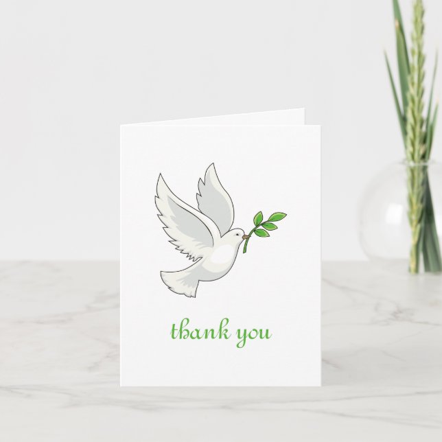 Flying Peace Dove Graphic Thank You Card (Front)