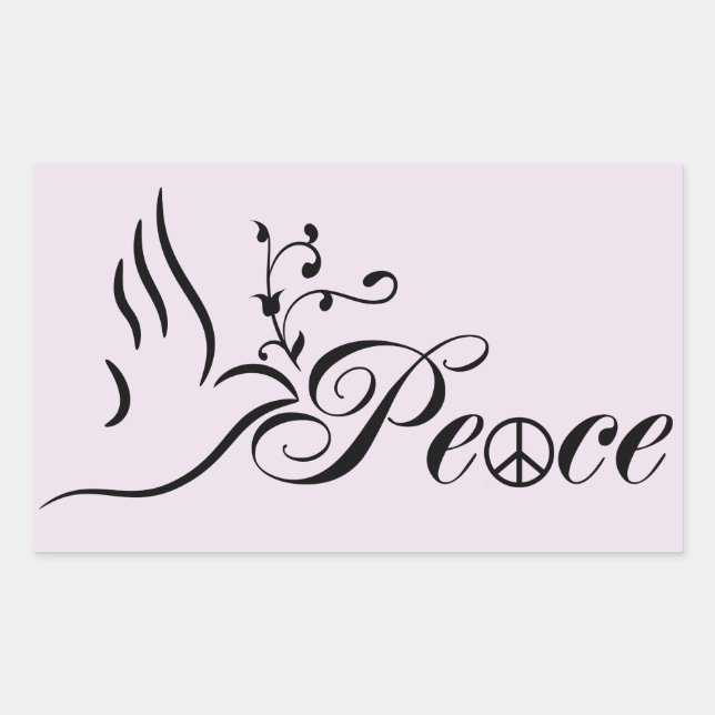 Flying Peace Dove Olive Branch Blue Background Rectangular Sticker (Front)