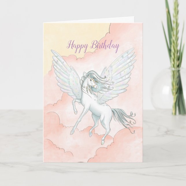 Flying Pegasus Birthday  Card (Front)