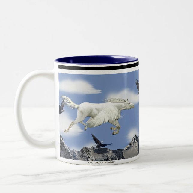Flying Pegasus & Eagles Fantasy Art Mug (Left)