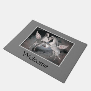 Flying Pegasus Horses Welcome Doormat