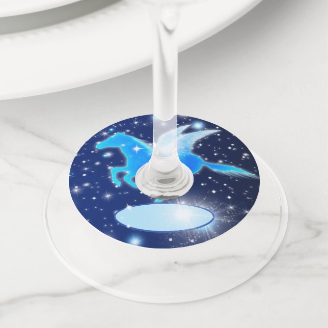 Flying Pegasus Wine Glass Tag (Close Up)
