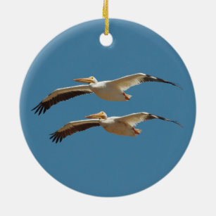 Flying Pelican 2 Ceramic Ornament