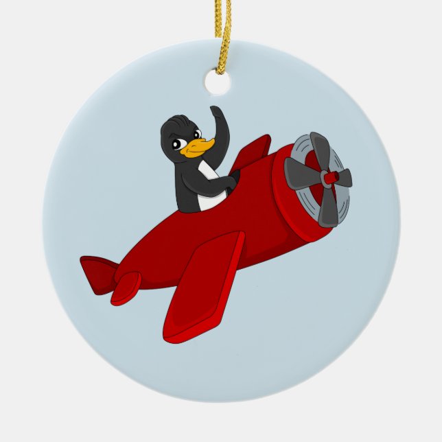 Flying penguin cartoon ceramic ornament (Front)