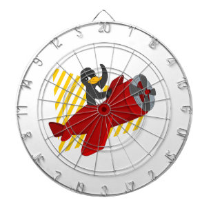 Flying penguin cartoon dart board