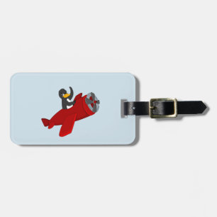 Flying penguin cartoon luggage tag