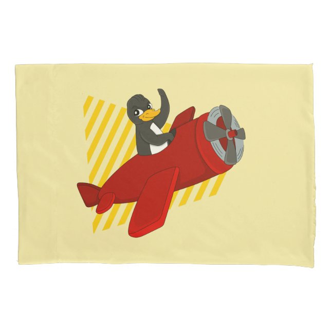 Flying penguin cartoon pillow case (Front)
