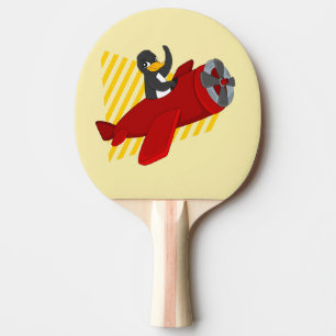 Flying penguin cartoon ping pong paddle