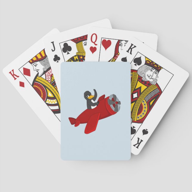 Flying penguin cartoon playing cards (Back)