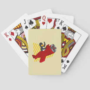 Flying penguin cartoon playing cards