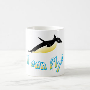 Flying penguin coffee mug
