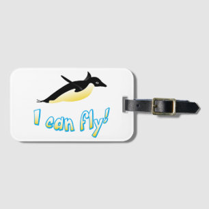 Flying penguin luggage tag