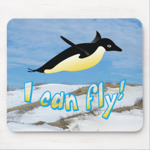 Flying penguin mouse pad
