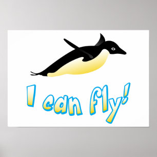 Flying penguin poster