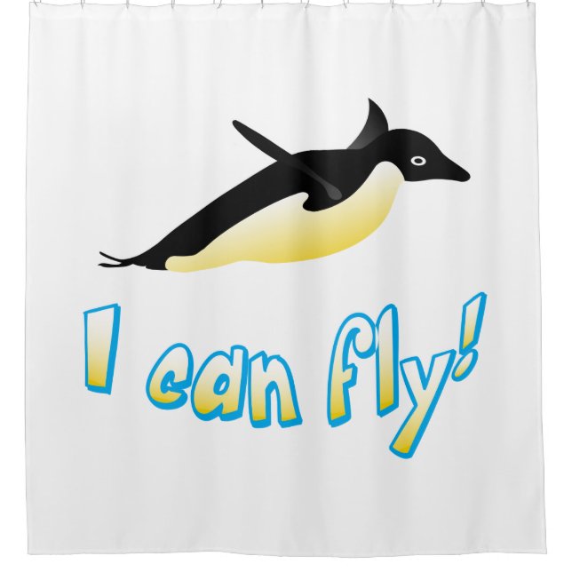 Flying penguin shower curtain (Front)