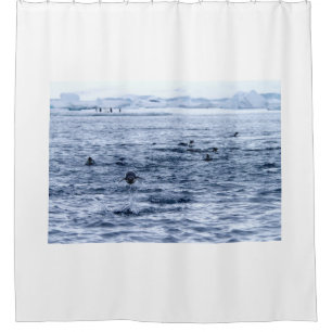 Flying penguin shower curtain