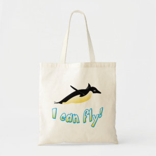 Flying penguin tote bag