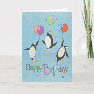 Flying Penguins Birthday Card