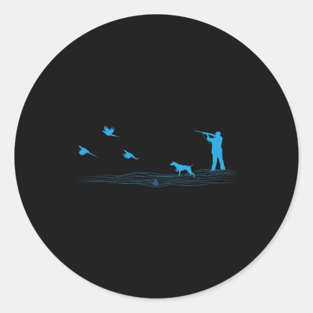 Flying Pheasant Graphic Upland Bird Hunter Dog Hun Classic Round Sticker (Front)