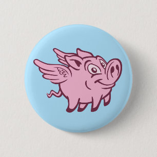 Flying Pig 6 Cm Round Badge