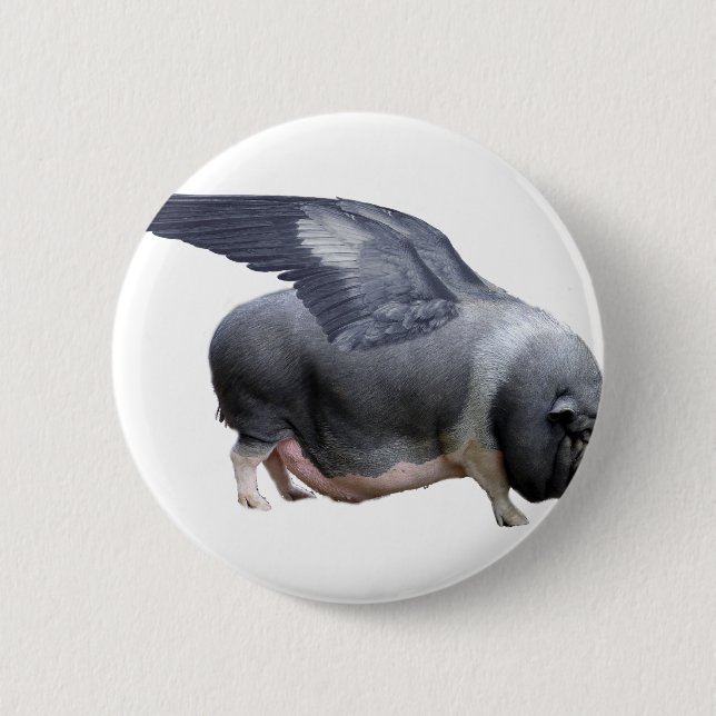flying pig 6 cm round badge (Front)