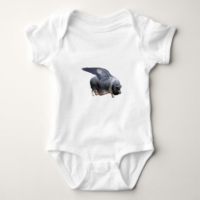 flying pig baby bodysuit (Front)