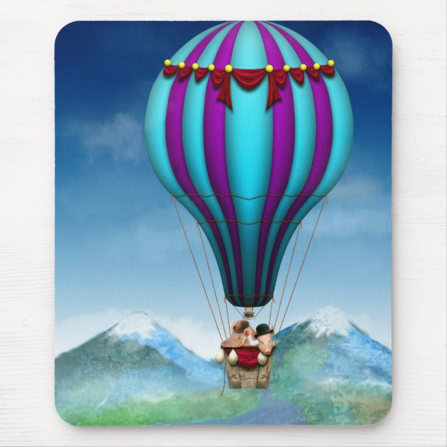Flying Pig - Balloon - Up up and Away Mouse Pad (Front)