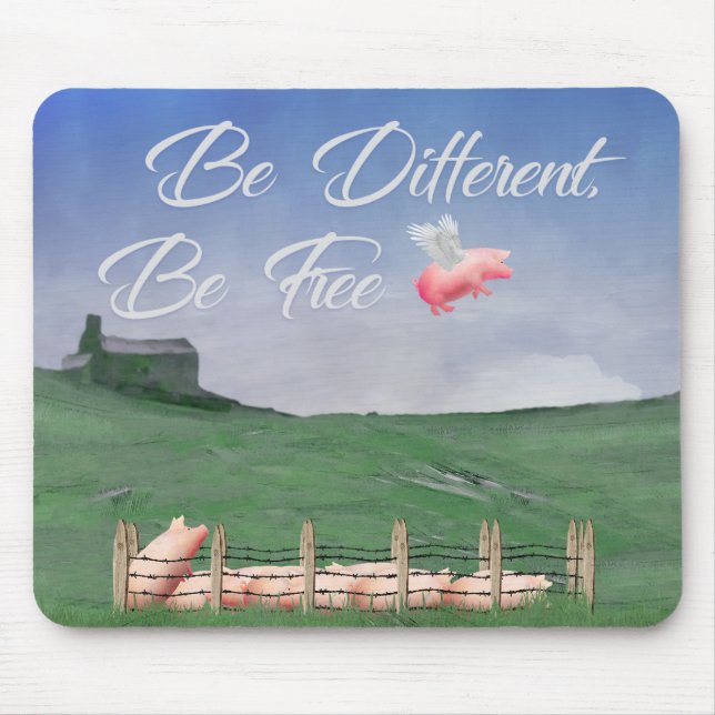 Flying Pig Be Different Mouse Pad (Front)
