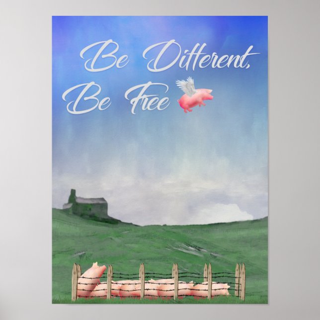 Flying Pig Be Different Poster (Front)