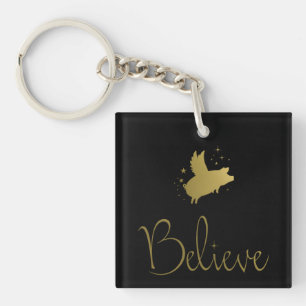 Flying Pig-Believe Key Ring
