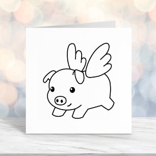 Flying Pig - Believe, Piglet with Wings Self-inking Stamp