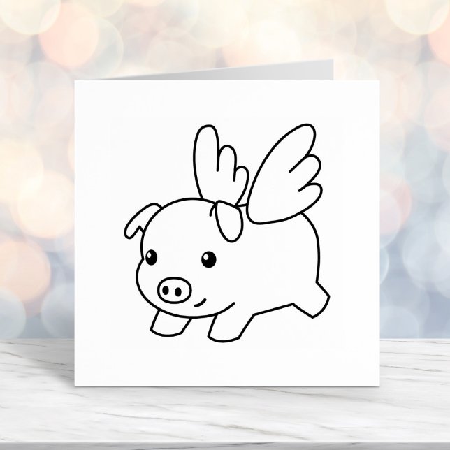 Flying Pig - Believe, Piglet with Wings Self-inking Stamp (Creator Uploaded)