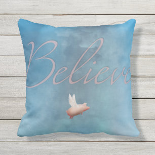 flying pig believe pillow