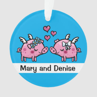 Flying pig brides customizable gay marriage ornament