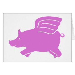 Flying Pig Card -  Pink