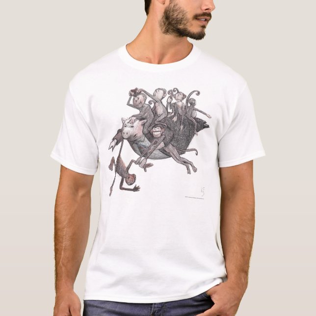 Flying Pig Carrying Monkeys! T-Shirt (Front)