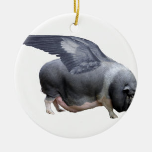 flying pig ceramic ornament