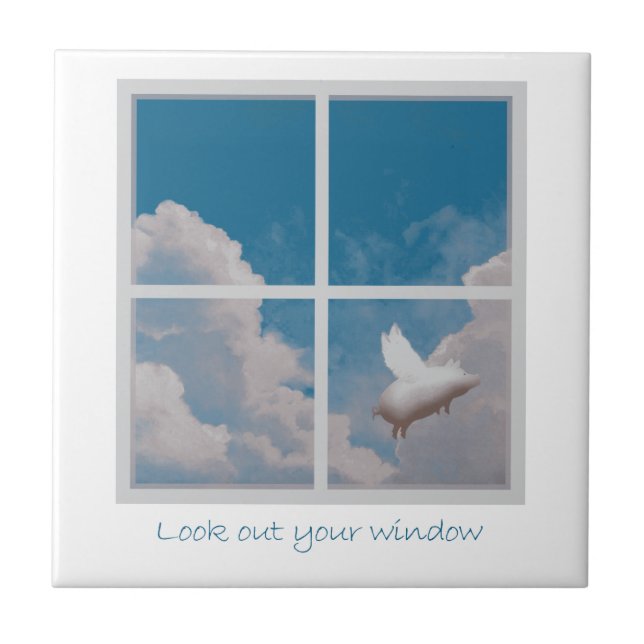 flying pig ceramic tile (Front)
